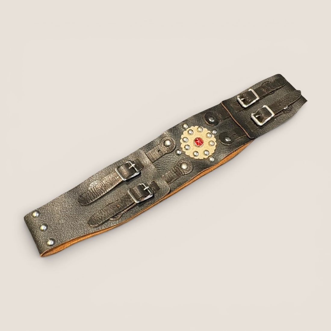 1940'2-1950's Motorcycles Kidney Belt: Fancy vintage motorcycle kidney belt, Studded, Excellent condition