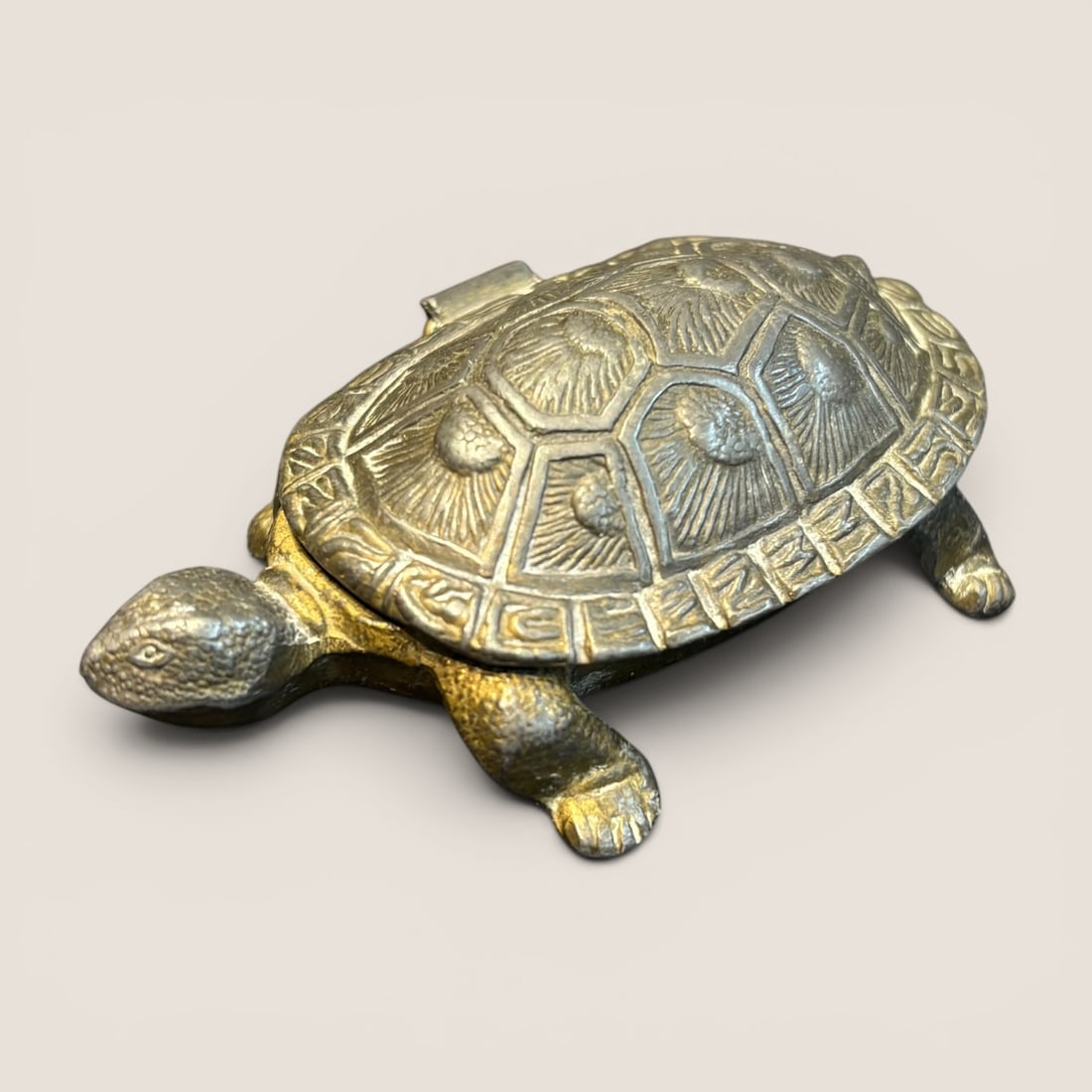 Antique Metal Turtle Match Holder (1 of 2)
