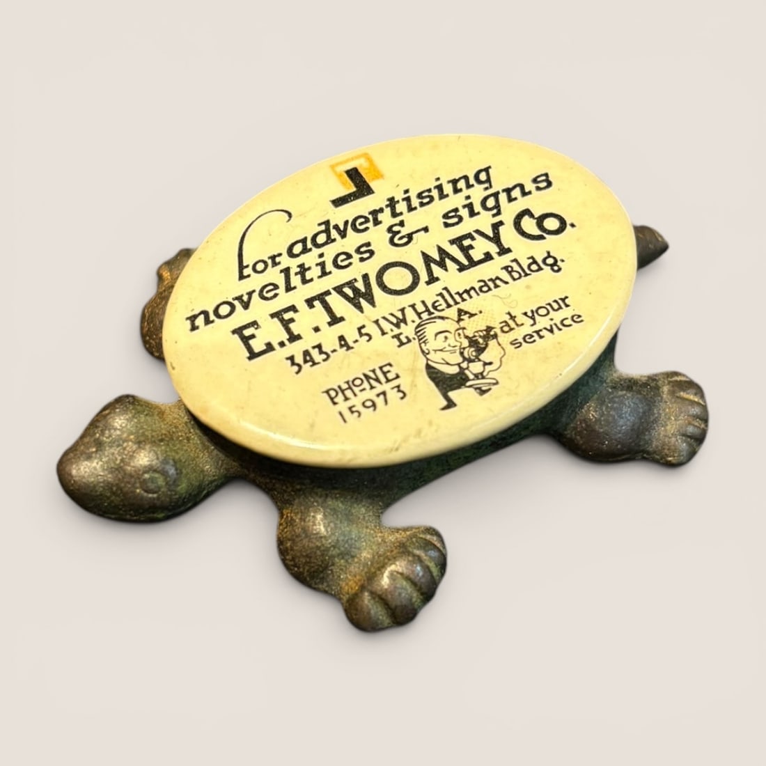 Early 1900's Mini Cast Iron Advertising Turtle (1 of 1)