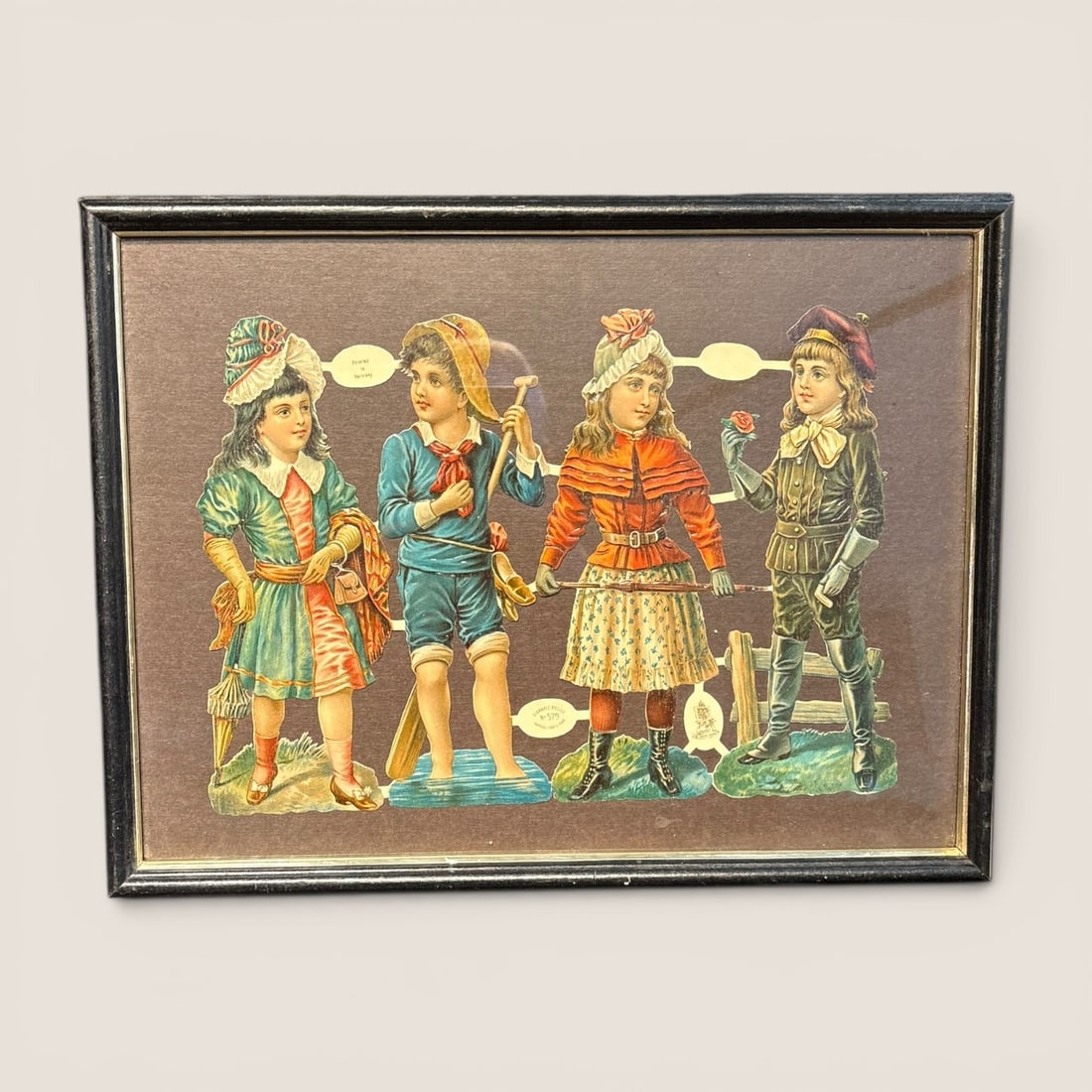 Victorian Die Cut , 4 Colorful Children, Unused (1 of 1)