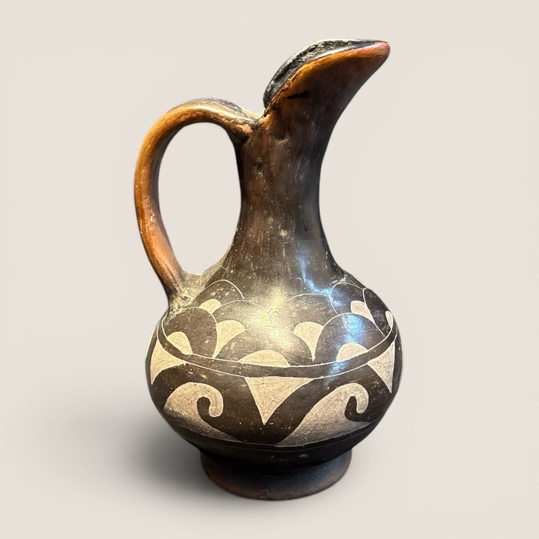 Mexican Black On Black Pottery Pitcher (1 of 1)