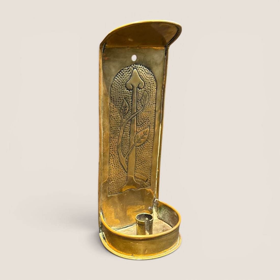 MCM Brass Wall Sconce Candle Holder: Clean brass MCM wall sconce candle holder, 11 tall x 4 wide, excellent condition