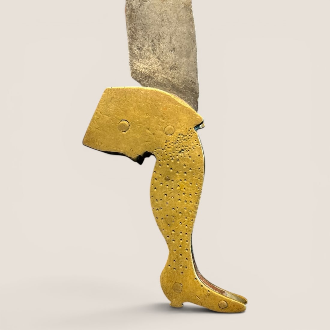 Figural Boot Handled Brass Knife - 2