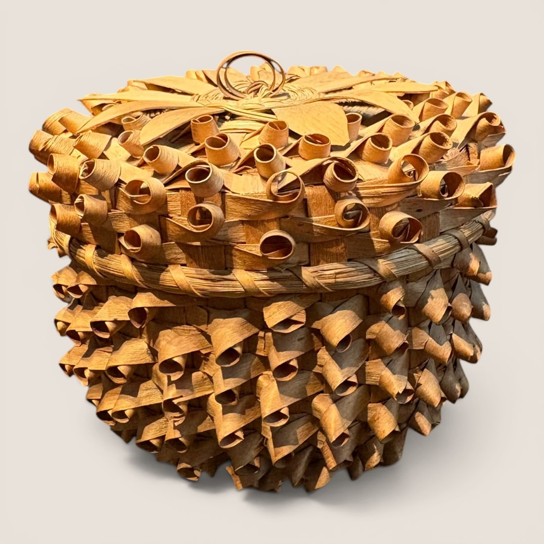 Superb Winnebago Curled Ash Basket: Measures approx 4 x 4.5 inches.We provide in-house shipping on all items in the auction. Bid directly at Bid.Ziebarths.com for a lower buyers premium (18%).