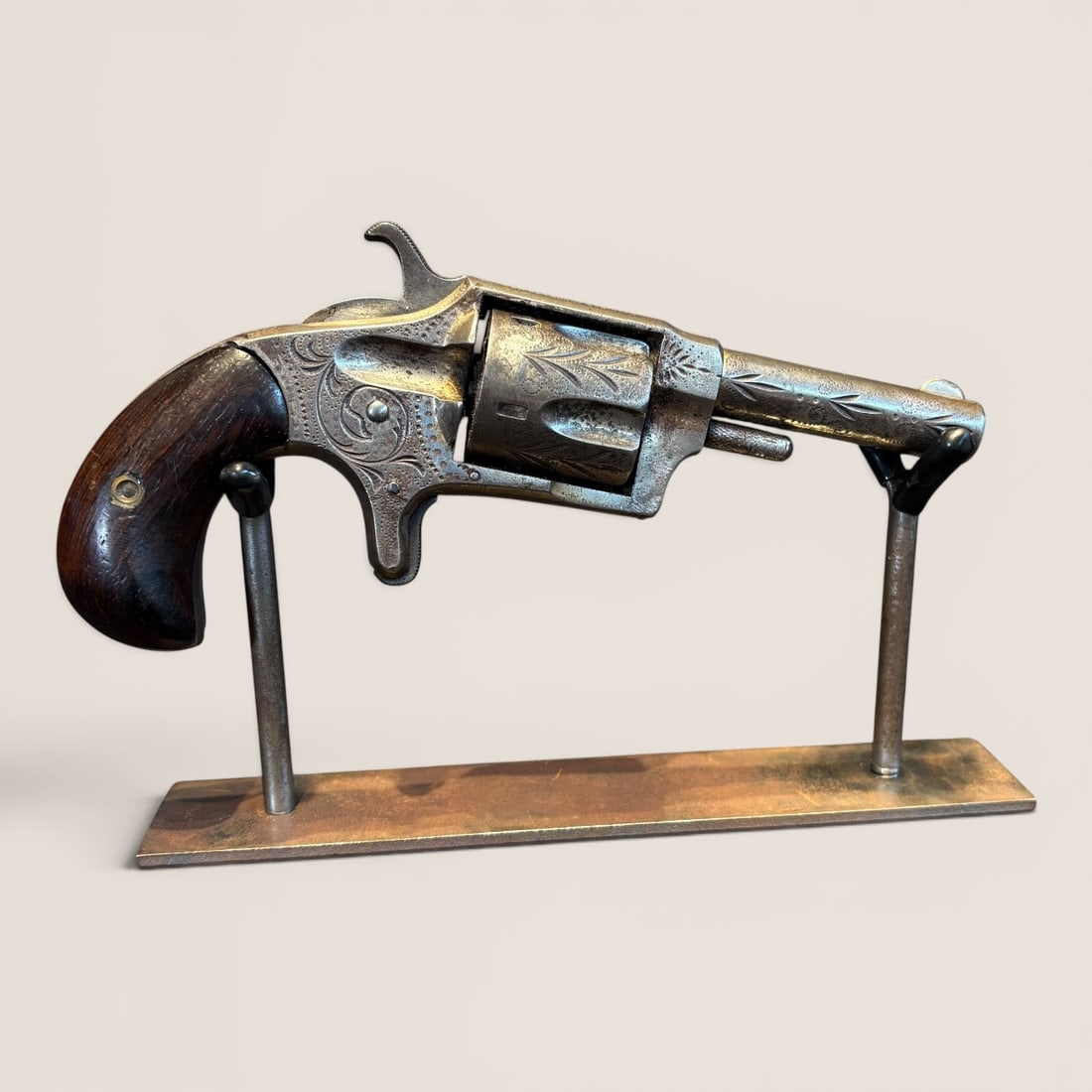 Engraved Hopkins & Allen Blue Jacket No 2 Revolver: Good overall condition, PAT MARCH 28 1871. We provide in-house shipping on all items in the auction. Bid directly at Bid.Ziebarths.com for a lower buyers premium (18%).