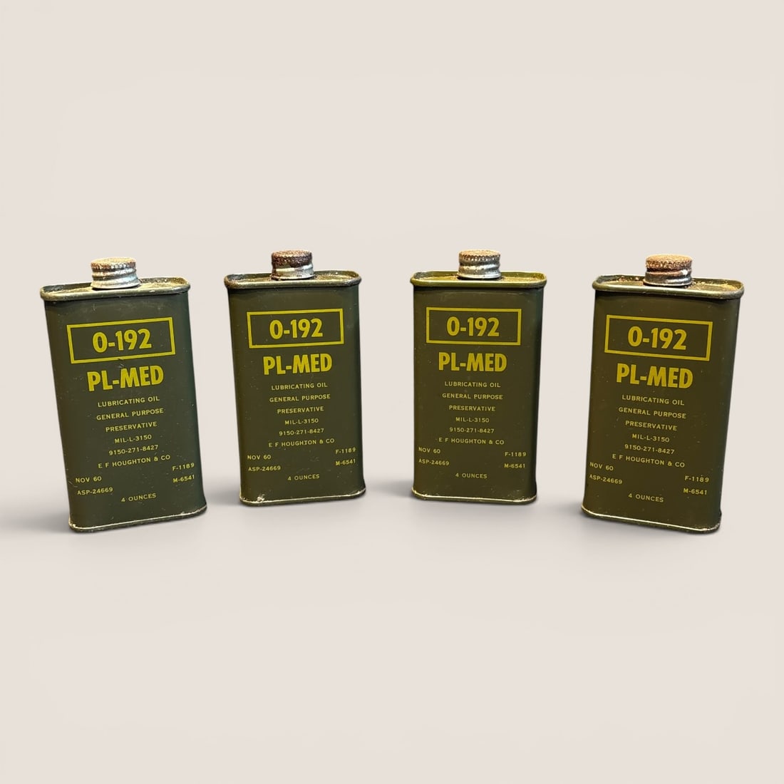 4 Full 4 Oz. Cans Of 0-192 PL-Med Military Lubricating Oil (1 of 1)
