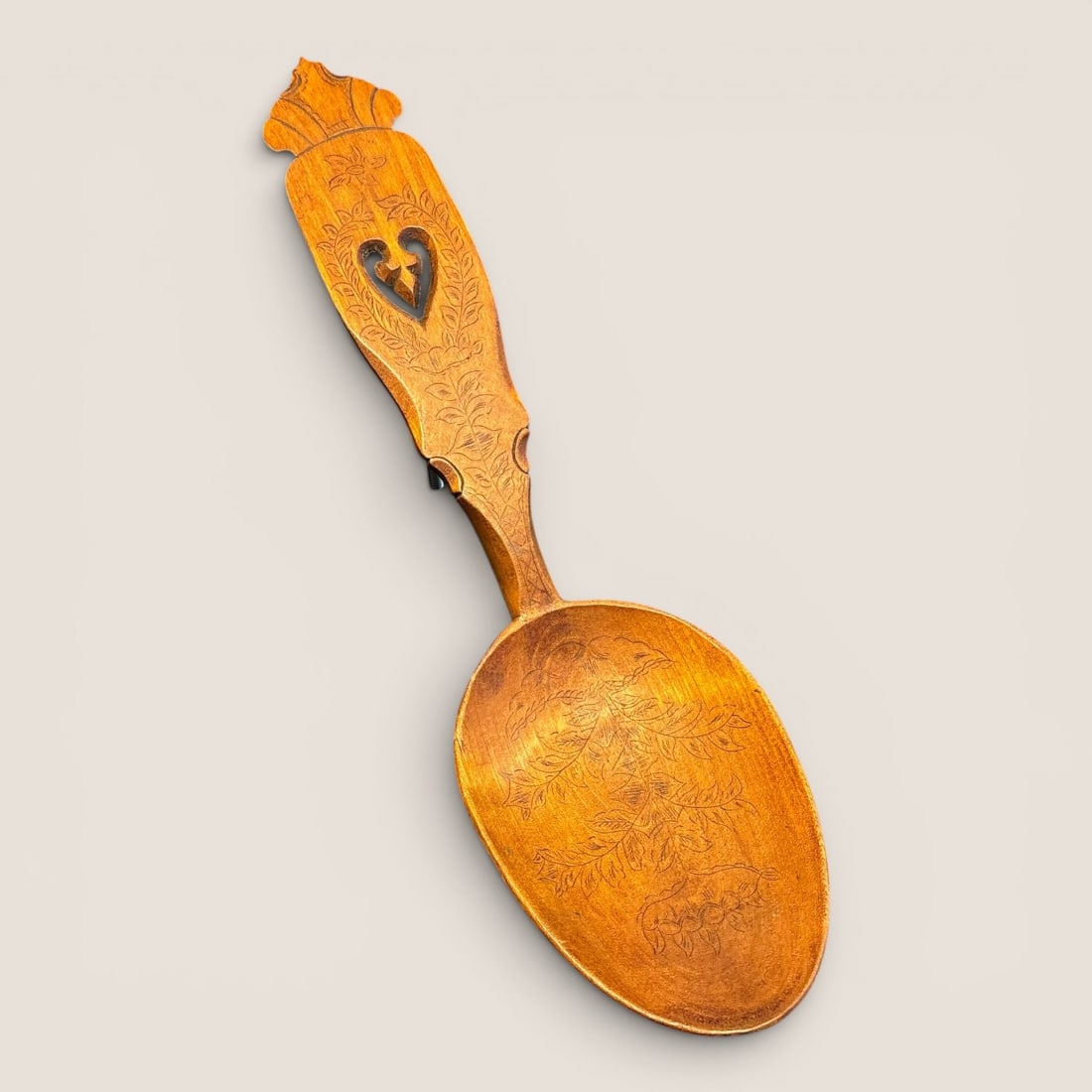 Large 19th Century Norwegian Wood Ladle With Heart (1 of 3)