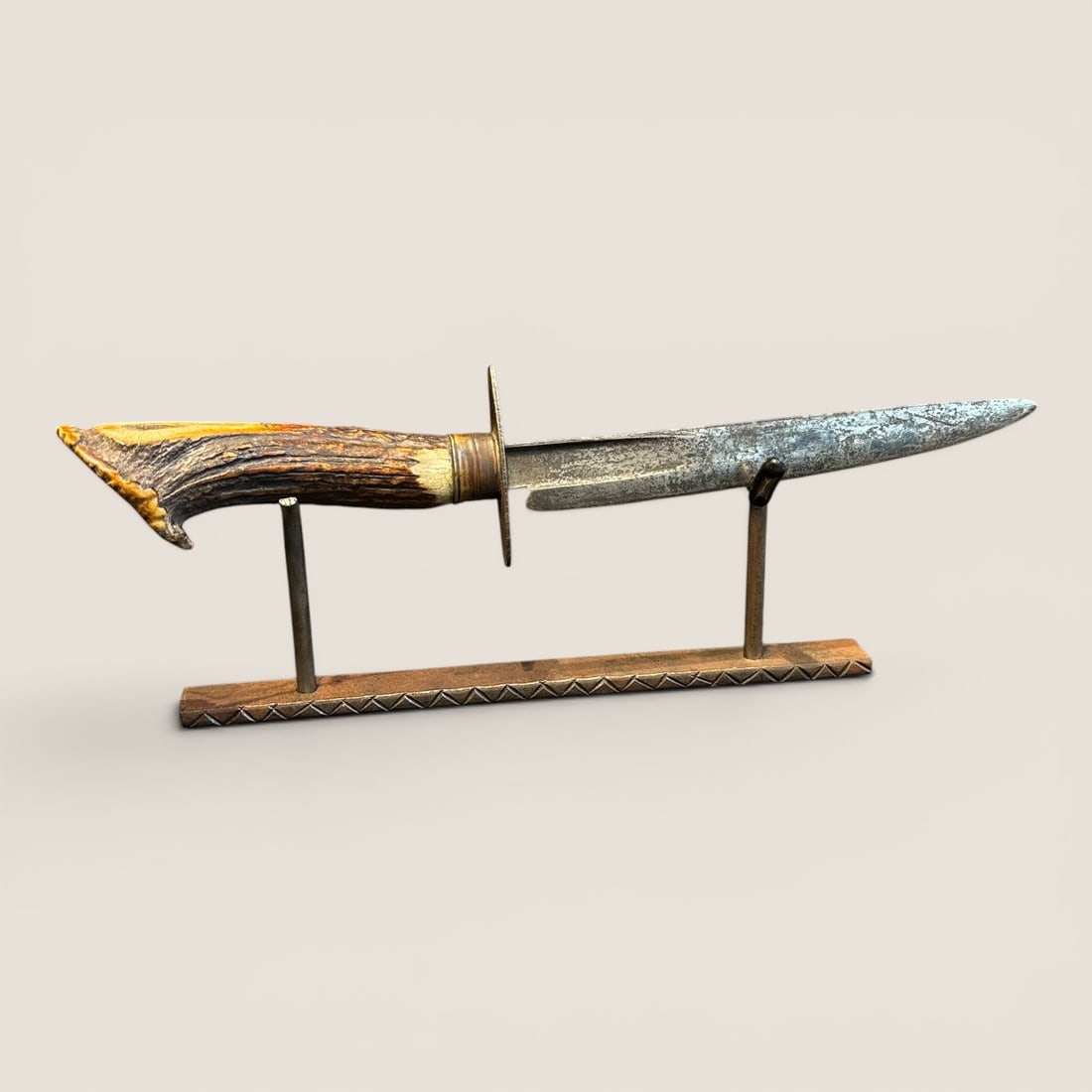 RARE Bone Handle 12 Inch Knife, Dated 1848 With Initials J.O.: WOW, a 10 in knives ! A 12 inch long bone handle knife, Dated 1848 with initials J.O. scratched in end of bone handle, blade made from bayonet blade, don't get much betterWe provide in-house shipping 