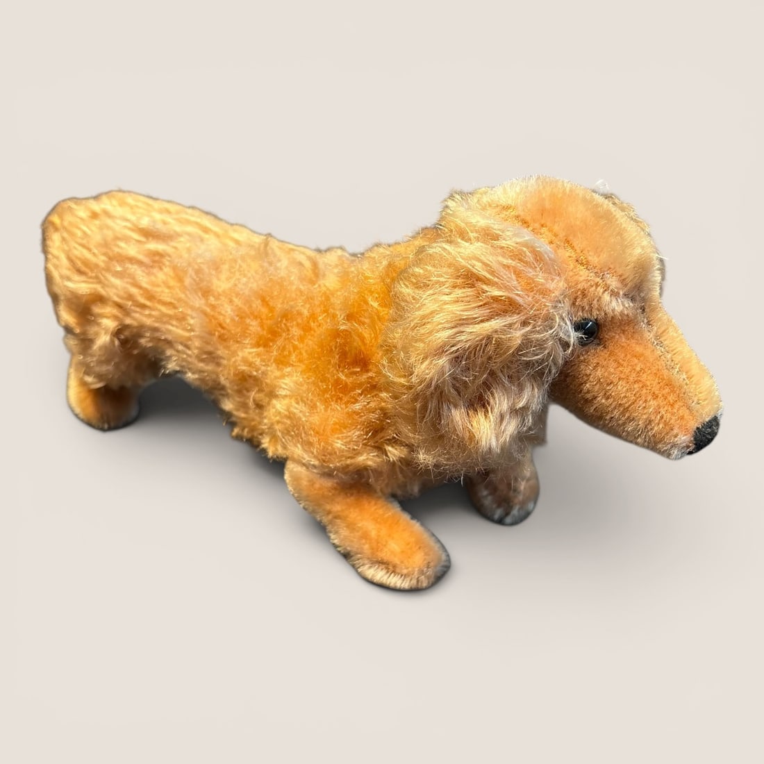 Vintage Steiff Dachshund: Vintage Steiff Dachshund, 12 inches long, excellentWe provide in-house shipping on all items in the auction. Bid directly at Bid.Ziebarths.com for a lower buyers premium (18%).