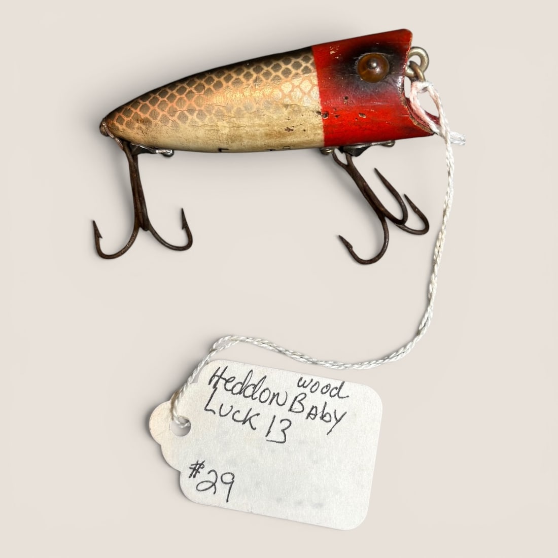 Vintage Heddon Wood Baby Lucky 13 Fishing Lure (1 of 1)