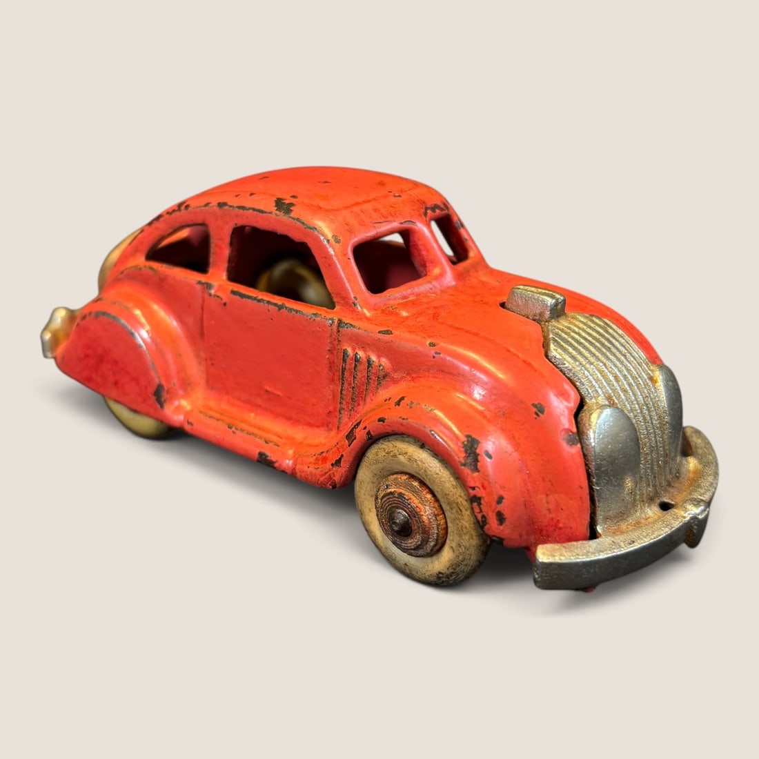 Antique Cast Iron Chrysler Airflow Toy Car: Antique cast iron Chrysler Airflow toy car 4 1/2 inch all original and complete Bid directly at Bid.Ziebarths.com for a lower buyers premium (18%). We offer in-house shipping on all items.