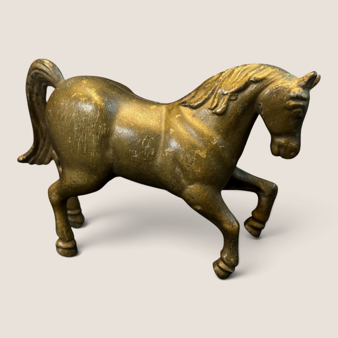 Antique Cast Iron Rearing Horse Penny Bank: 8 inch antique cast iron Trotting Horse penny bank all original and good Bid directly at Bid.Ziebarths.com for a lower buyers premium (18%). We offer in-house shipping on all items.