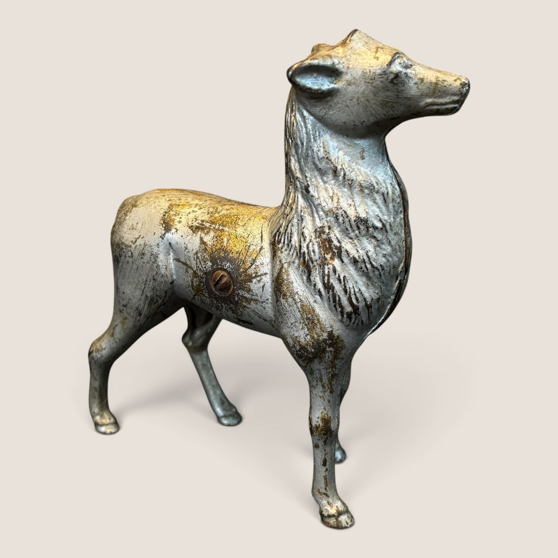 Antique Cast Iron Deer Penny Bank: Original antique cast iron large deer penny bank 6 long 7 tall excellent with missing antlers Bid directly at Bid.Ziebarths.com for a lower buyers premium (18%). We offer in-house shipping on all item