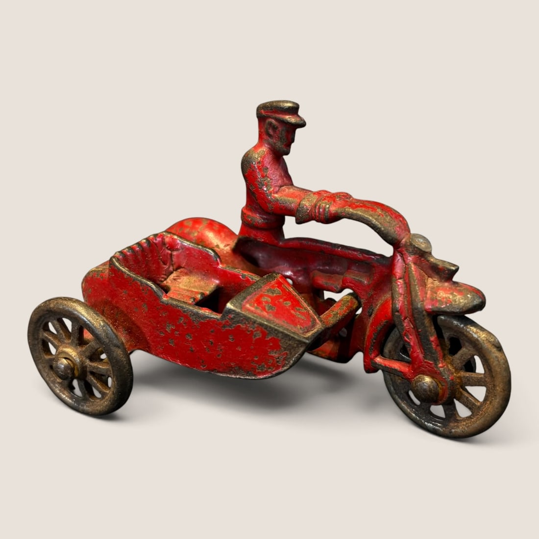 Antique Hubley Cast Iron Motorcycle With Sidecar (1 of 2)
