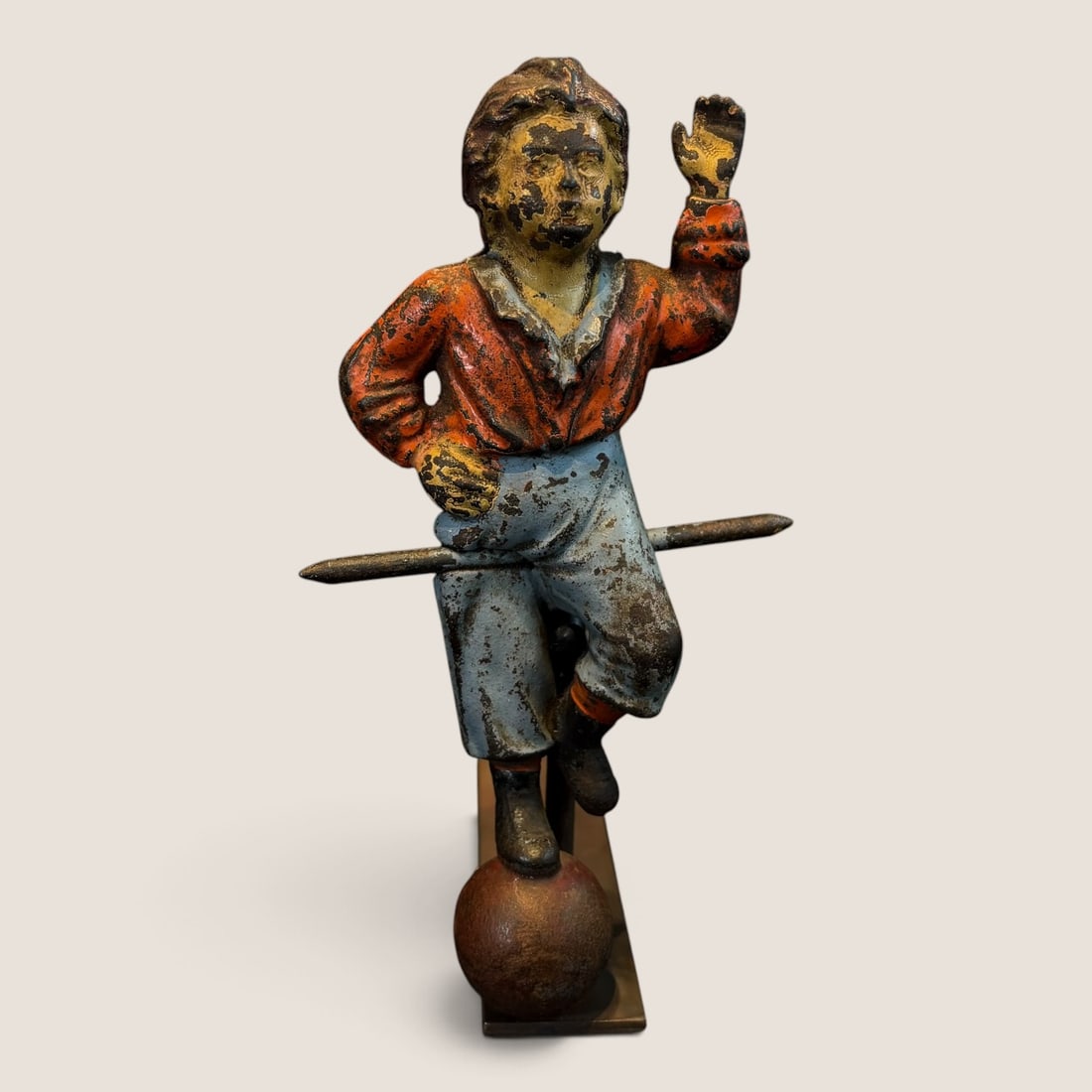 Rare Antique Mechanical Bank Part Boy On Trapeze: Rare antique mechanical bank part ! If you have the bank missing the man here you go ! This is the part mostly missing on these rare chance to complete your bank. 7 inches long. Bid directly at Bid.Zi