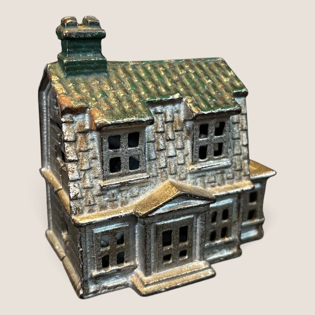 Antique A.C. Williams Cast Iron House With Porch Still Bank: Excellent A.C. Williams cast iron House with porch and chimney still bank all original 4 tall x 4 wide x 2 3/4 deep Bid directly at Bid.Ziebarths.com for a lower buyers premium (18%). We offer in-hous