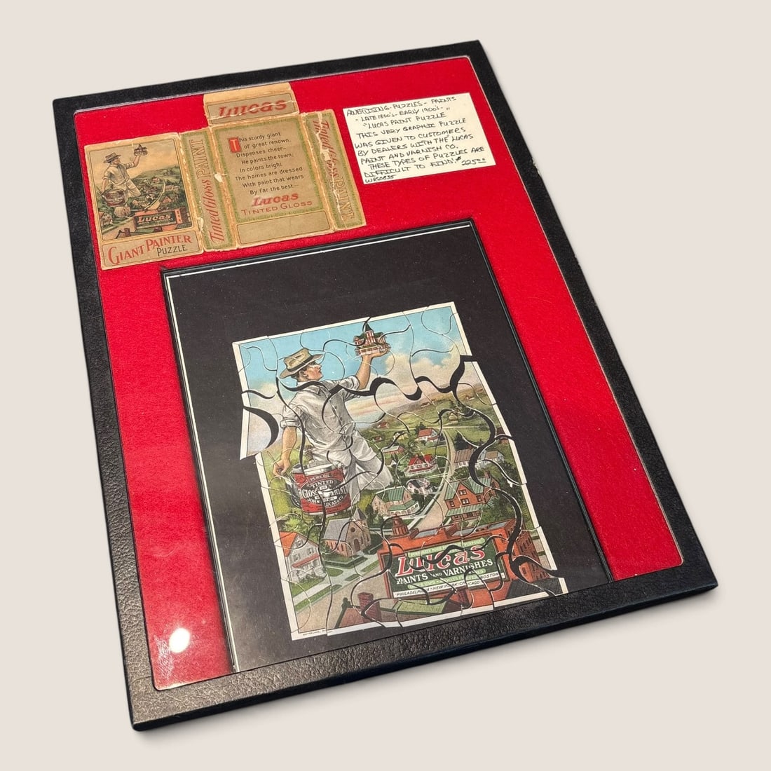 Late 1800-Early 1900s Advertising Lucas Paints Puzzle With Original Box: Antique advertising puzzles are hard to find especially with the original; box this is an early Lucas Paints advertising puzzle given to customers by dealers of Lucas Paint and Varnish Co. Bid directl