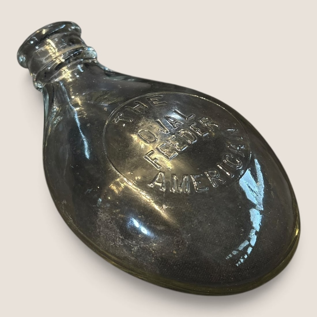 Antique Glass Turtle Nursing Bottle: Antique nursing bottle The Oval Feeder American embossed on the front of glass excellent Bid directly at Bid.Ziebarths.com for a lower buyers premium (18%). We offer in-house shipping on all items.