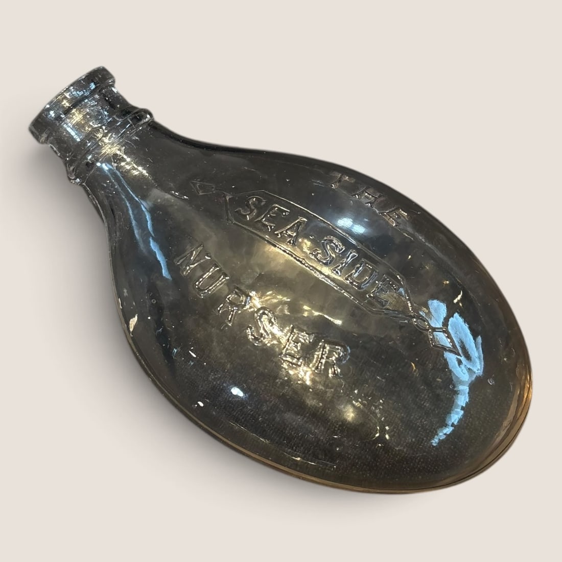 Antique Glass Turtle Nursing Bottle: Antique nursing bottle The Sea Side Nurser embossed on the front of glass excellent Bid directly at Bid.Ziebarths.com for a lower buyers premium (18%). We offer in-house shipping on all items.