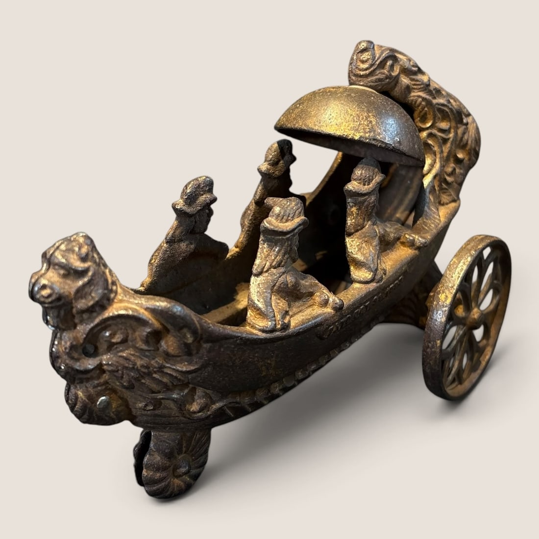 Rare Antique Landing Of Columbus Cast Iron Bell Toy 1890s: A rare cast iron Landing Of Columbus bell pull toty 7 inch excellent original condition Bid directly at Bid.Ziebarths.com for a lower buyers premium (18%). We offer in-house shipping on all items.