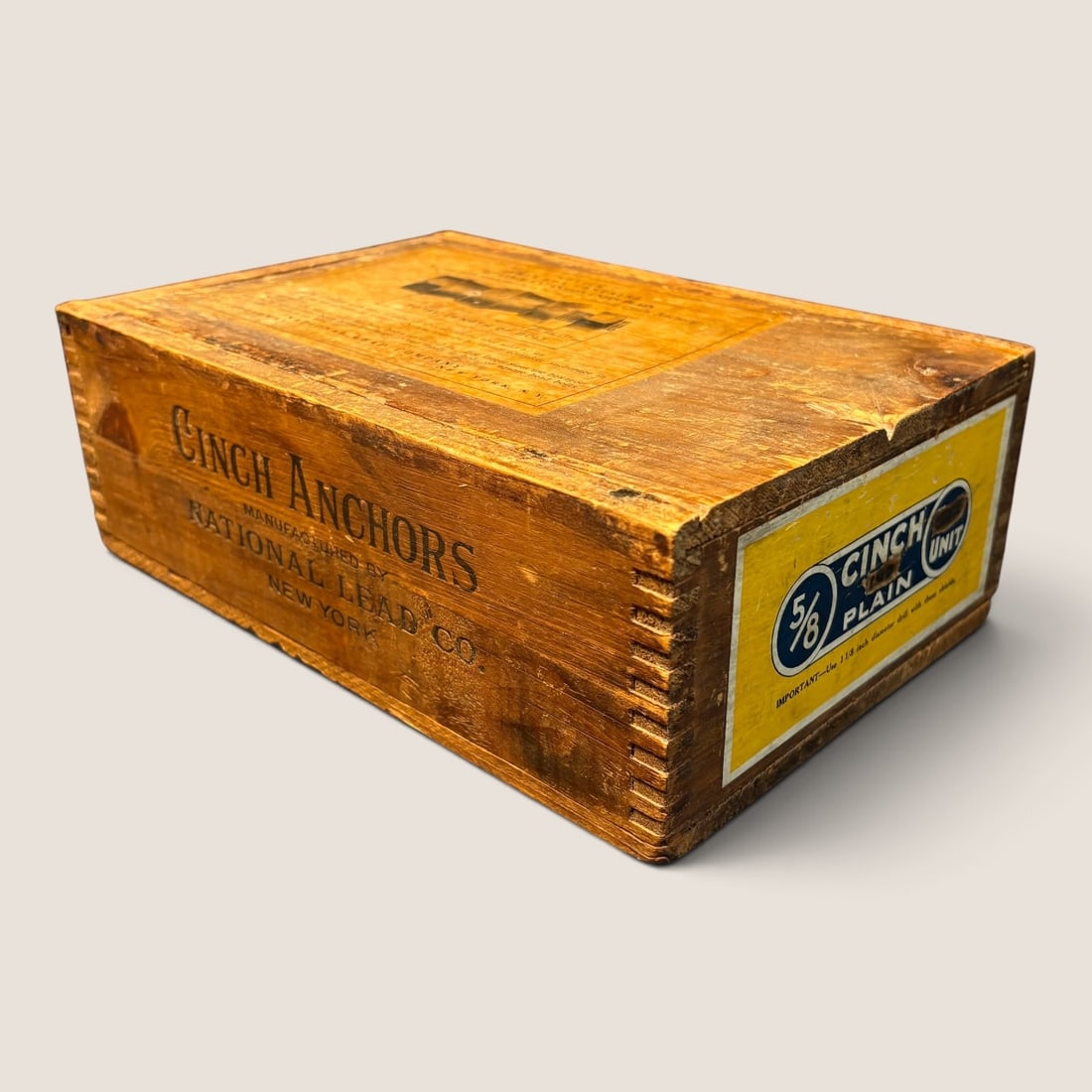 Antique Wood Slide Lid Box Clinch Anchors: Antique dovetailed slide lid box Clinch Anchors 9 3/4 x 6 1/.2 x 3 1/.4 tall original label on lid good and complete Bid directly at Bid.Ziebarths.com for a lower buyers premium (18%). We offer in-hou