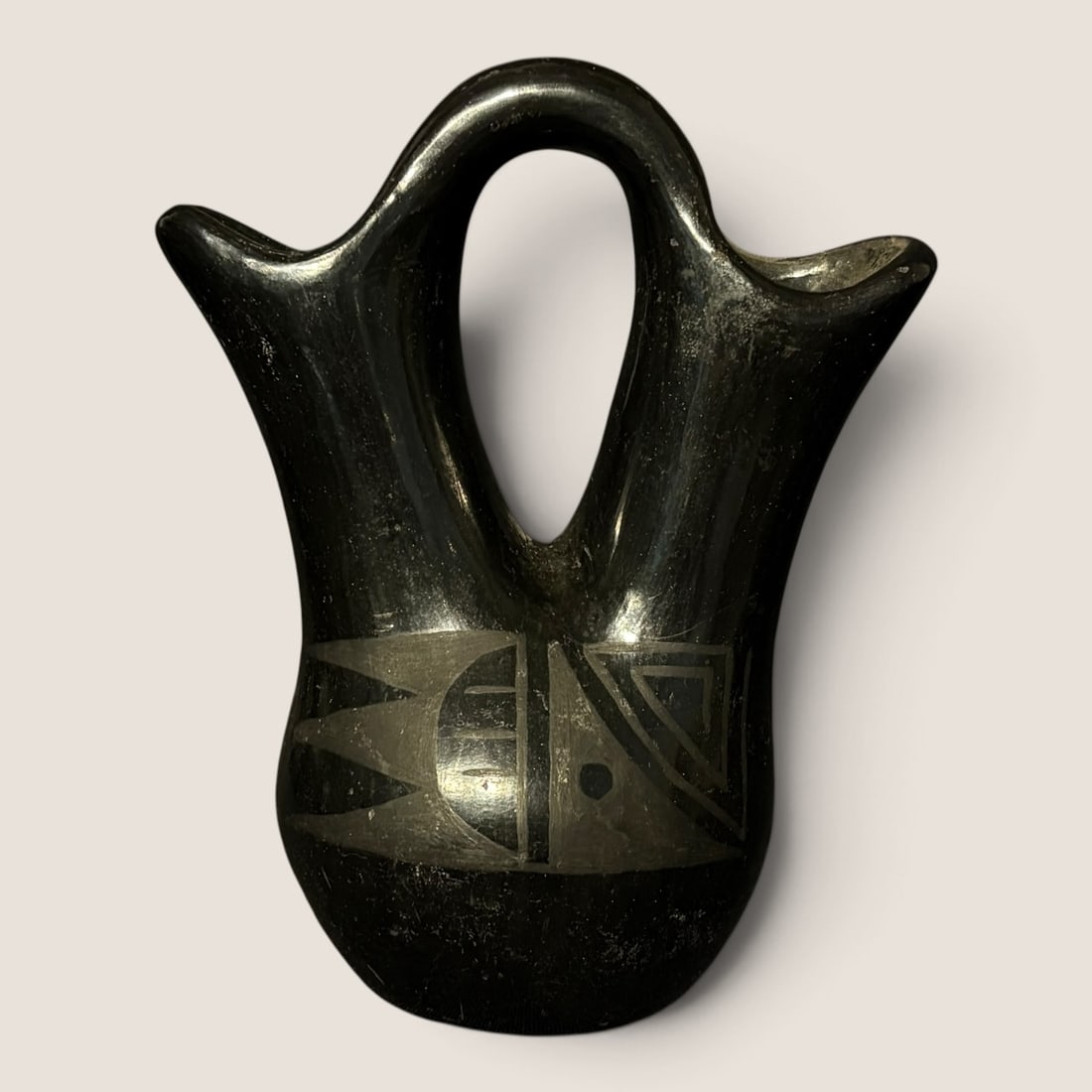 Petra Gutierrez (1905-1992), Santa Clara Pueblo Wedding Vase: Excellent condition measuring approx 6 inches tall.We offer effecient & affordable in-house shipping on all items in this auction. Bid directly at Bid.Ziebarths.com for our lowest buyers premium