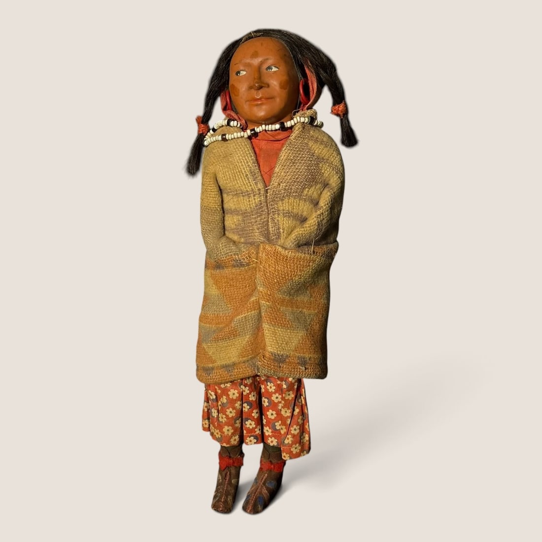 Vintage Skookum Doll: Measuring approx 13.5 inches tall.We offer effecient & affordable in-house shipping on all items in this auction. Bid directly at Bid.Ziebarths.com for our lowest buyers premium (18%)!