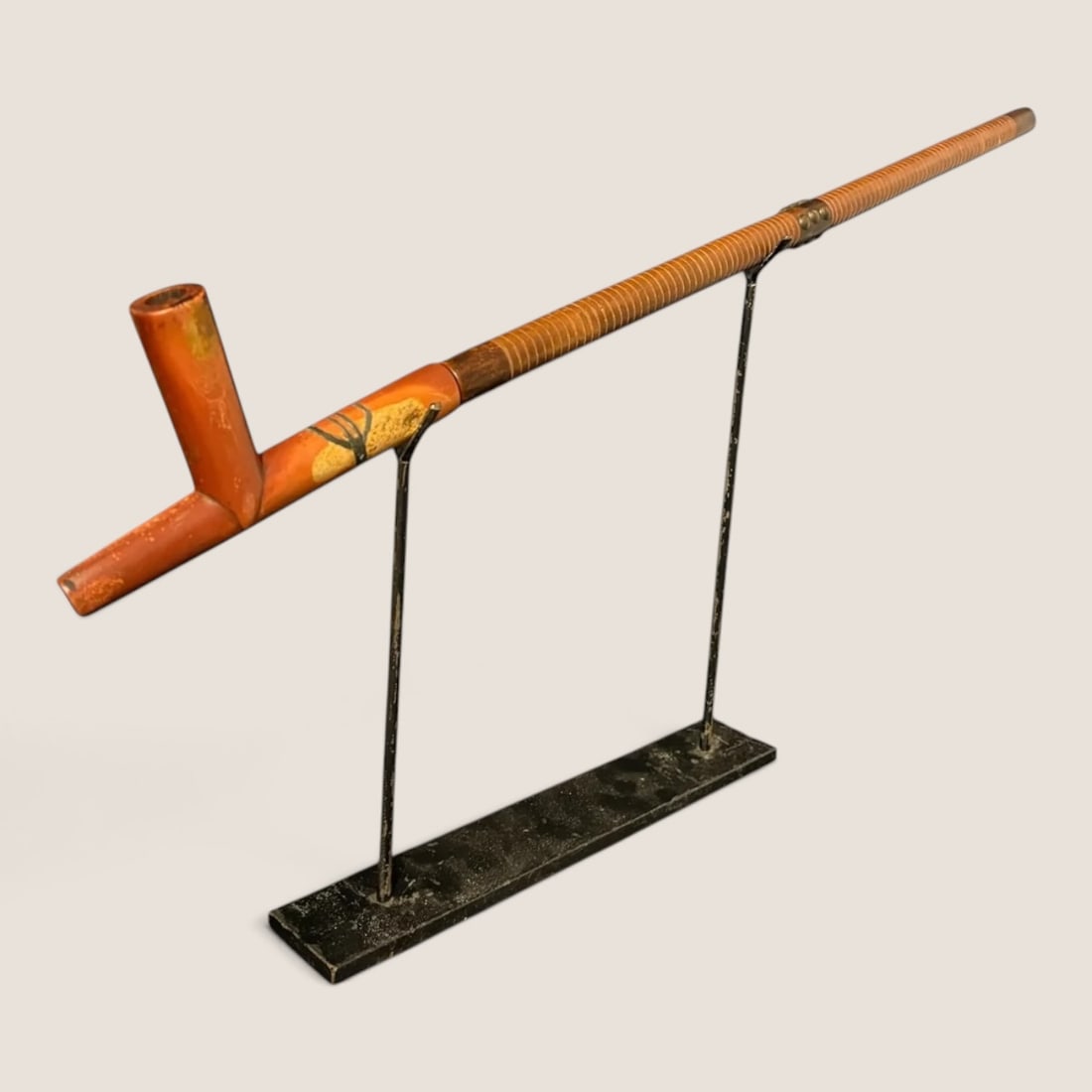 Exceptional Great Lakes Pipe with Twist-Carved Ash Stem and Pewter Inlay (1 of 3)