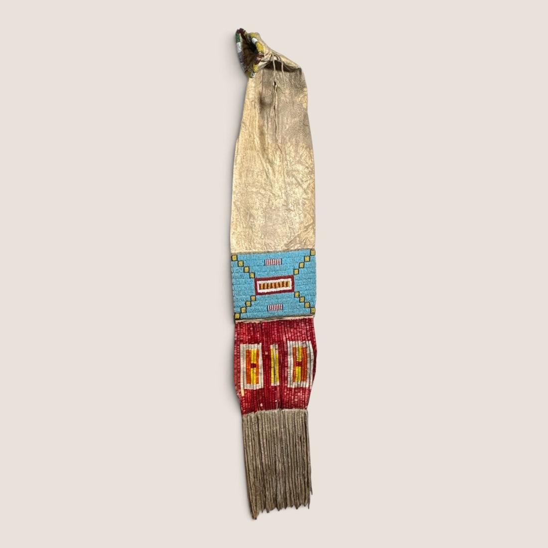 19th C Tobacco/Pipe Bag w/ Beaded Horseshoe Motifs (1 of 2)