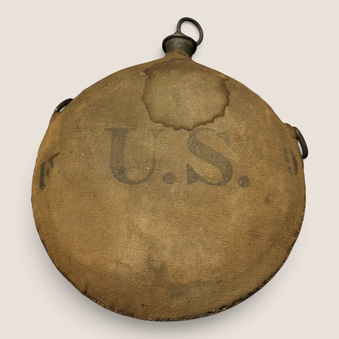 Original U.S. Indian Wars & Spanish Wars Canteen: Measuring approx 8 inches in diameter.We offer effecient & affordable in-house shipping on all items in this auction. Bid directly at Bid.Ziebarths.com for our lowest buyers premium (18%)!