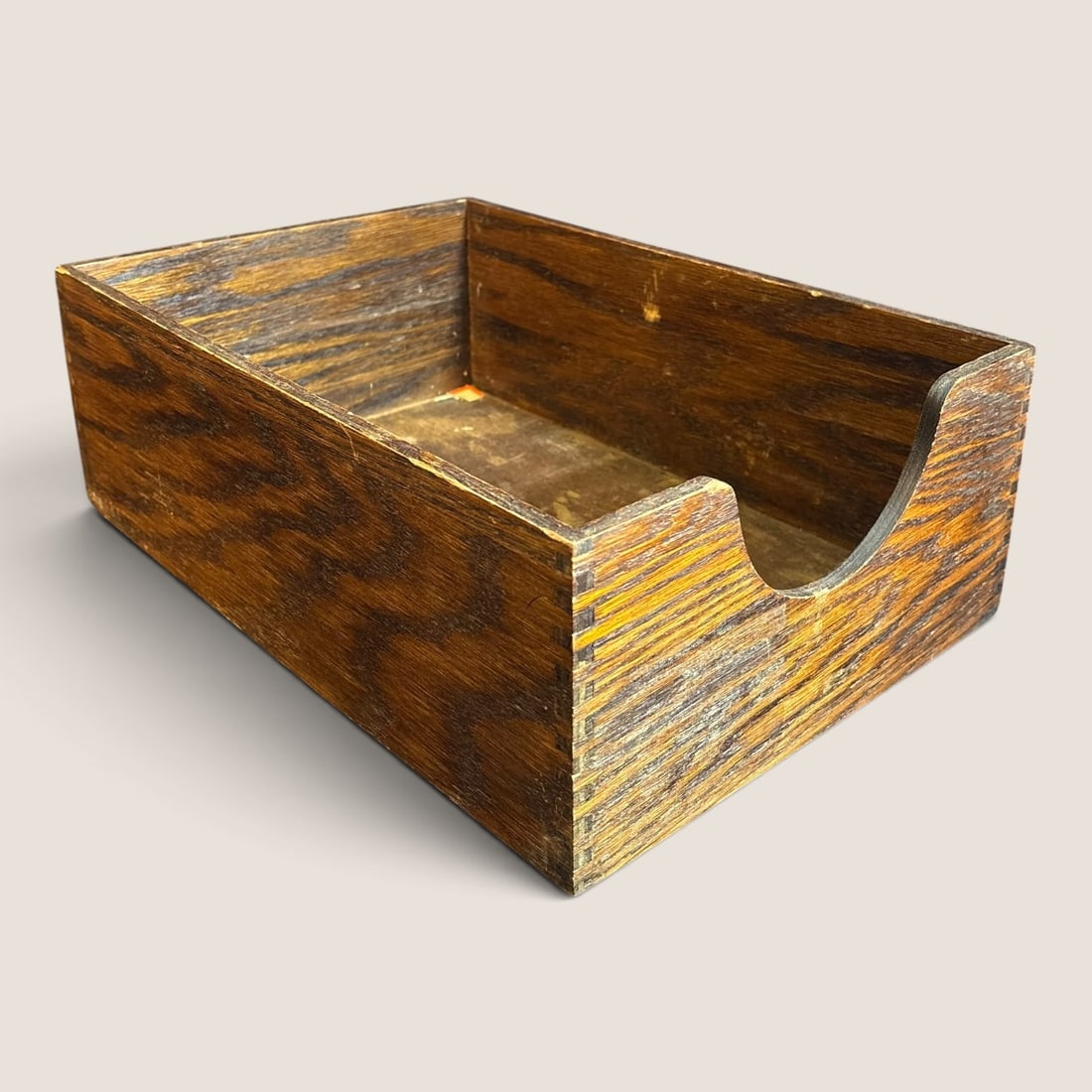 Vintage Solid Oak Dovetailed File Drawer: Vintage oak dovetailed file drawer, 15 1/4 x 10 1/2 x 5, old varnish, excellent conditionWe offer effecient & affordable in-house shipping on all items in this auction. Bid directly at