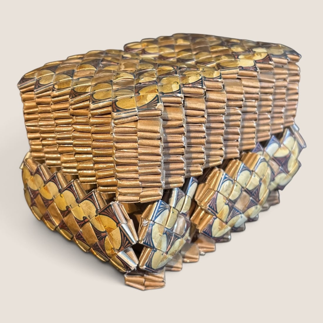 Rare Prison Made Box Out Of Camel Cigarette Pack Wrappers: Rare intricate box with drawer, prison made from discarded Camel cigarette pack wrappers, 6 x 4 x 4, excellent original conditionWe offer effecient & affordable in-house shipping on all items in this