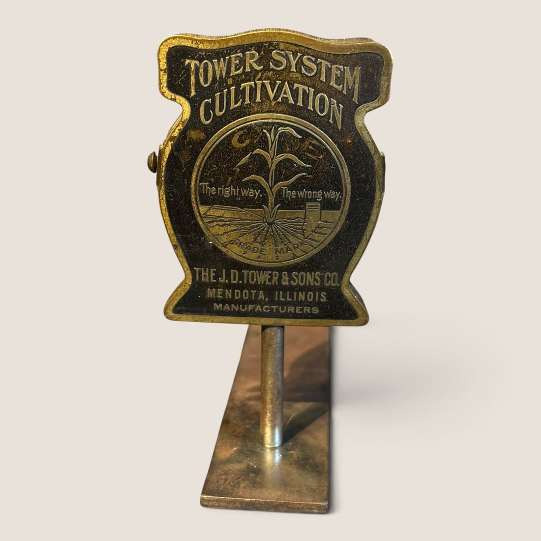 Antique Advertising Bill Clip " Tower System Cultivation " Mendota Il.: Fancy antique advertising bill clip, " Tower System Cultivation " J.D. Tower & Sons Co, Mendota Illinois, 2 7/8 x 2 1/8, excellentWe offer effecient & affordable in-house shipping on all items in