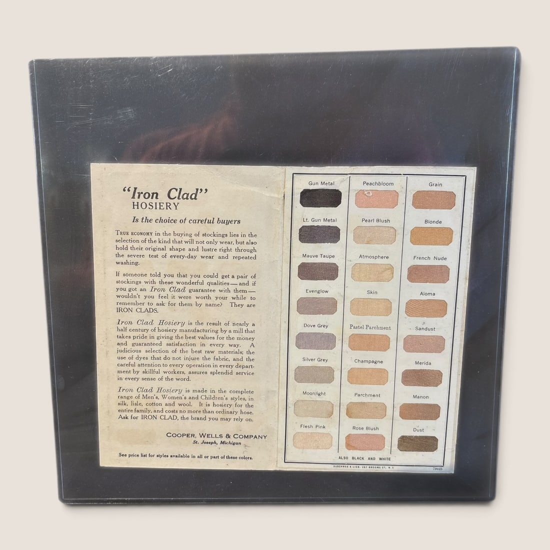 Antique " Iron Clad Hosiery " Color Card: Nice antique " Iron Clad Hosiery " color card, excellent original; conditionWe offer effecient & affordable in-house shipping on all items in this auction. Bid directly at Bid.Ziebarths.com for our