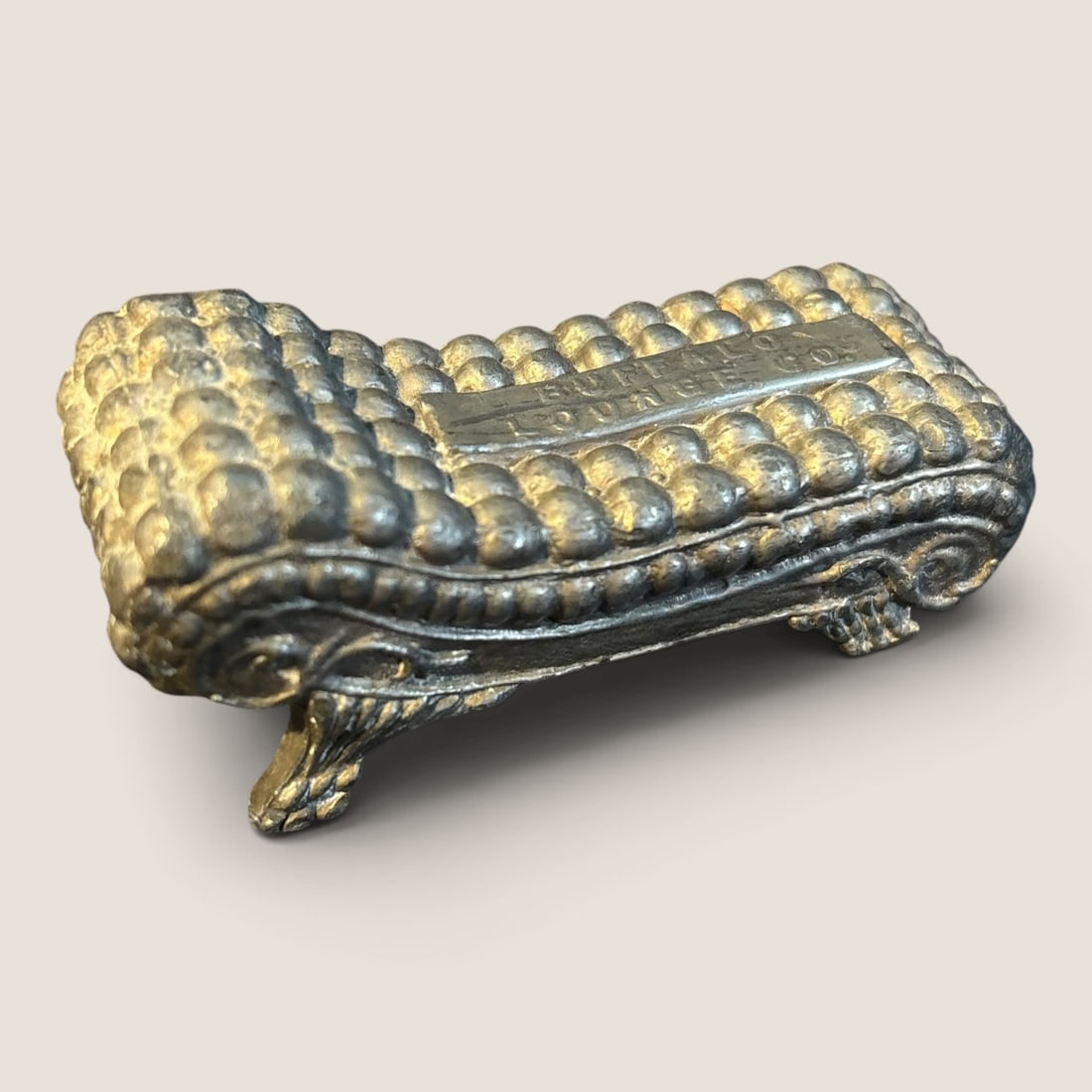 Rare Iron Chaise Lounge Advertising Paperweight " Buffalo Lounge Co. " (1 of 2)