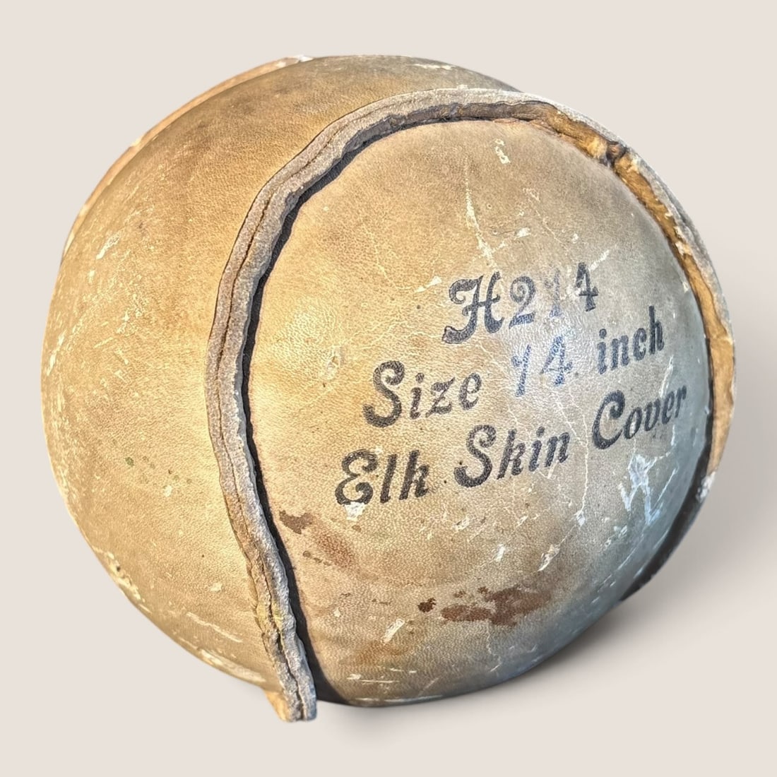 Antique " H 214 Size 14 Inch Elk Skin Cover Wisconsin Special " Softball (1 of 1)