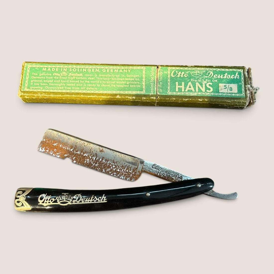 Fancy Antique " Otto Deutsch " Straight Razor With Original Box (1 of 1)