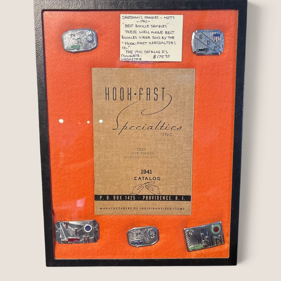 1941 Salesman Samples " Hook-Fast " Belt Buckles and Catalog (1 of 1)
