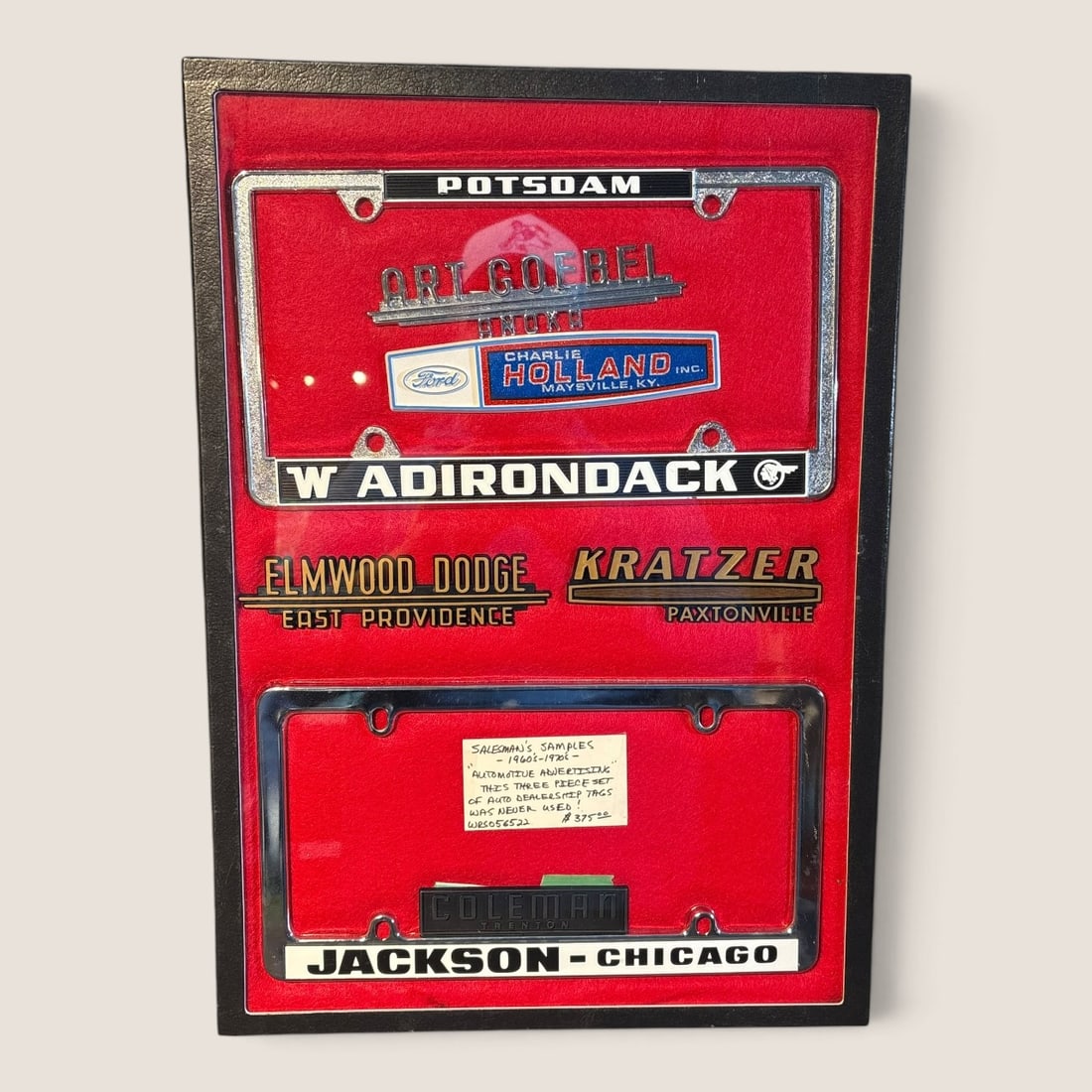 1960's - 1970's Salesman Sample Automotive Advertising Pieces: Riker case of vintage automotive advertising piecesWe offer effecient & affordable in-house shipping on all items in this auction. Bid directly at Bid.Ziebarths.com for our lowest buyers premium (18%)