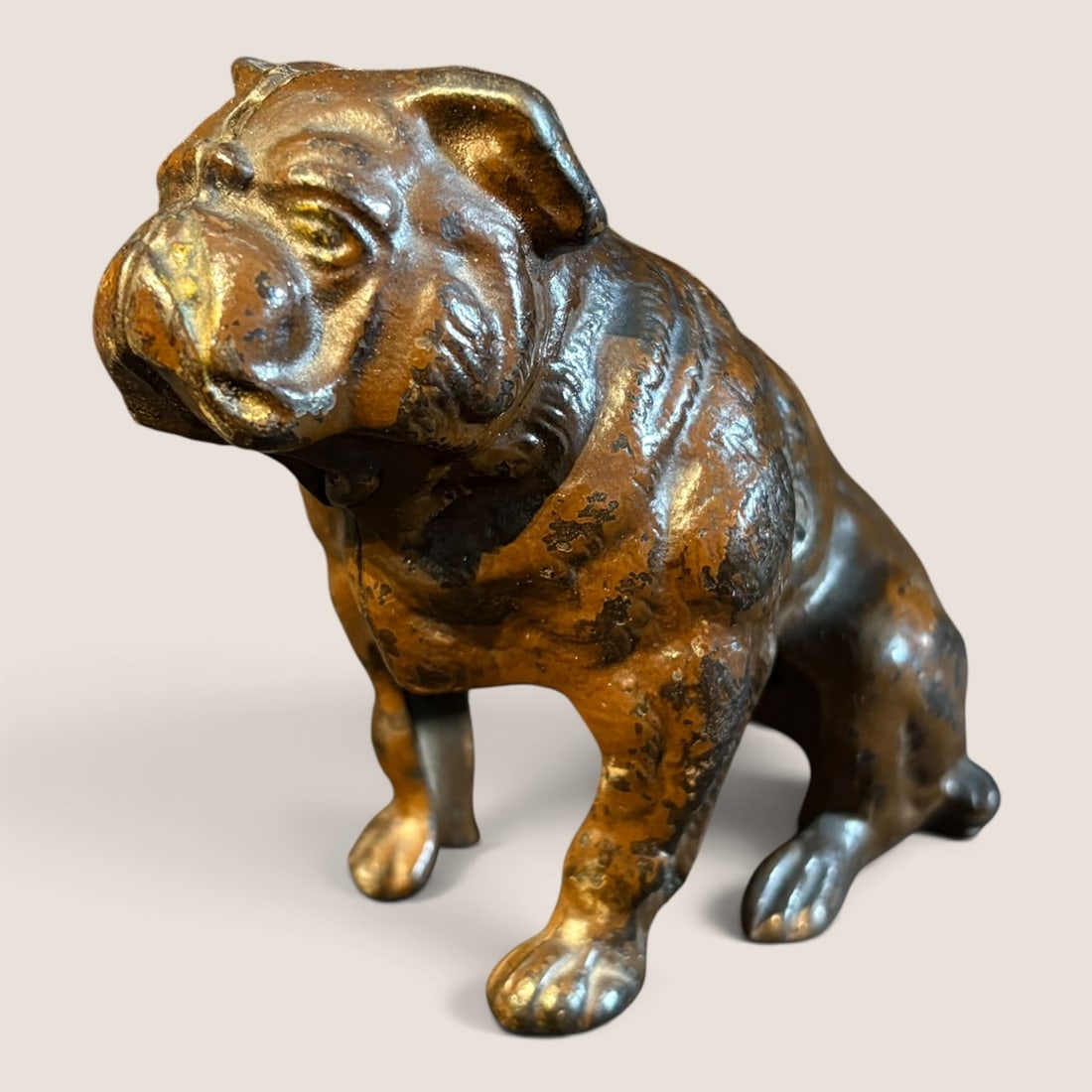 Antique Hubley Cast Iron Seated English Bulldog Still Coin Bank (1 of 2)
