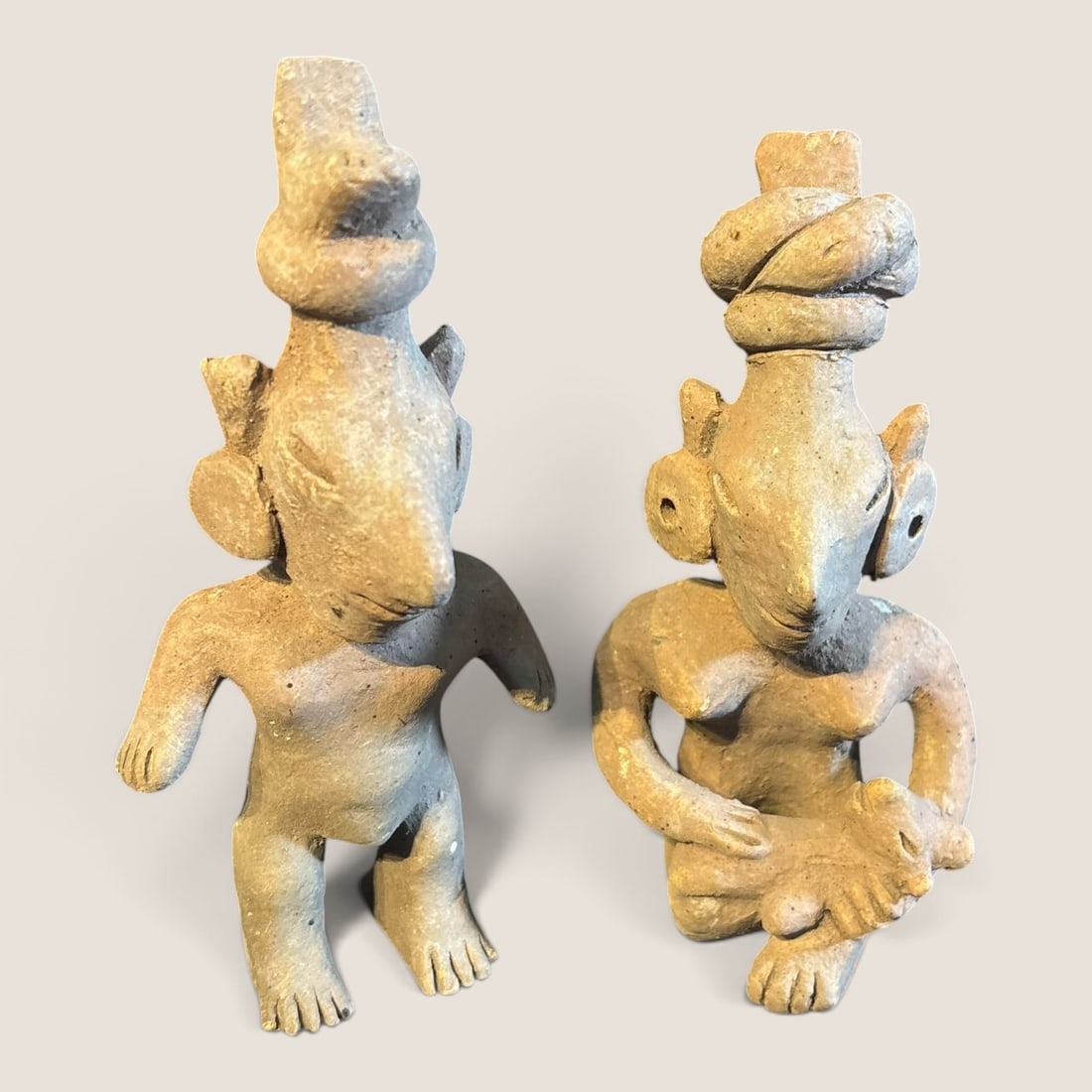 2 Unglazed Terracotta Clay Figures (1 of 2)