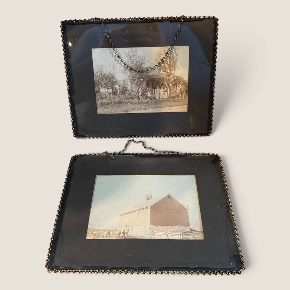 2 Antique Glass Chain Border Pictures , Old Homestead Pictures: 2 Antique chain border pictures of old homestead , 10 n1/4 x 8 1/4 eachWe offer effecient & affordable in-house shipping on all items in this auction. Bid directly at Bid.Ziebarths.com for our lowest 