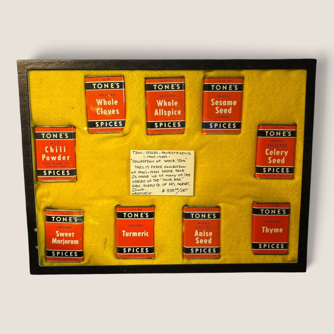 Set Of 1940's-1950's Tone's Spice Tins (1 of 1)