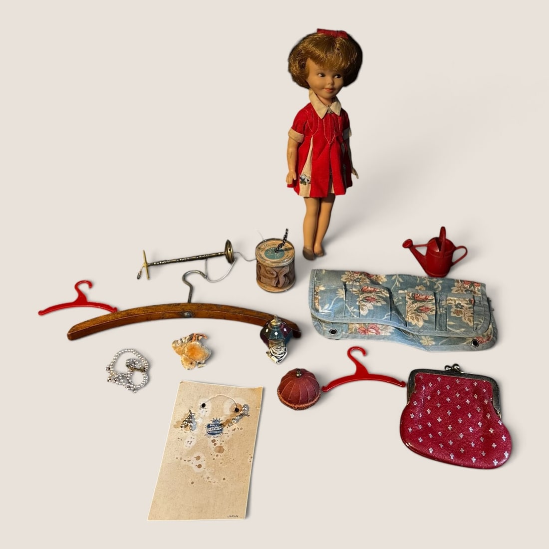 Bag With Vintage Doll And Doll Accessory (1 of 1)