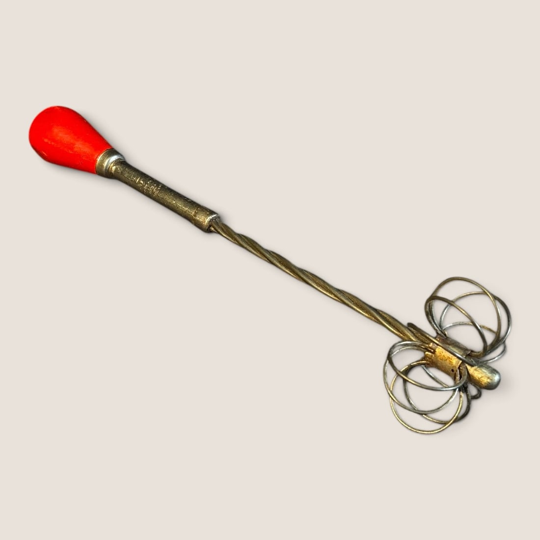 Vintage Red Handle Whipper Kitchen Tool: Vintage red handle whipper kitchen tool, 11 inches long, excellentWe offer effecient & affordable in-house shipping on all items in this auction. Bid directly at Bid.Ziebarths.com for our lowest