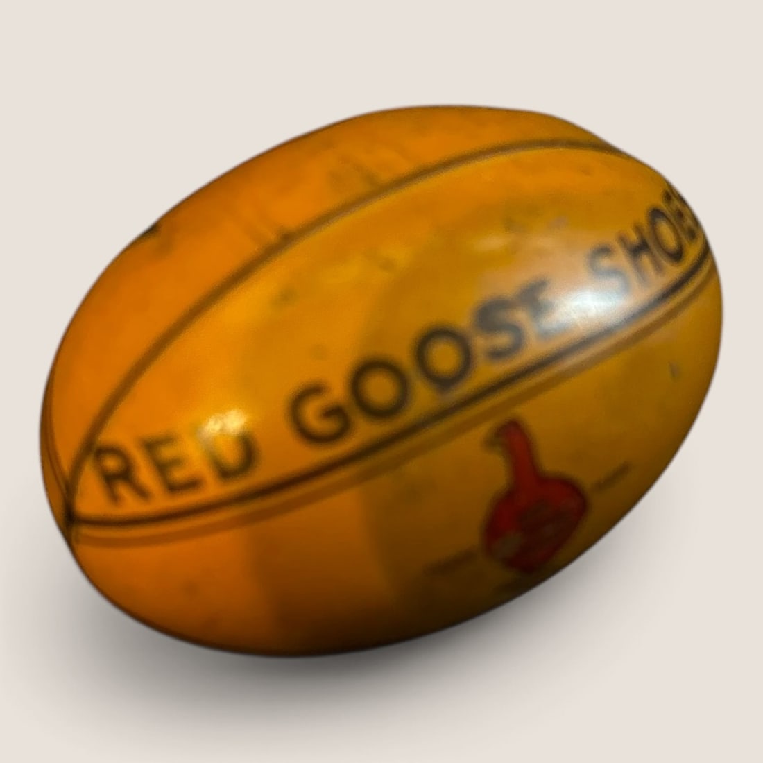 Antique " Red Goose Shoes " Advertising Tin Football (1 of 2)