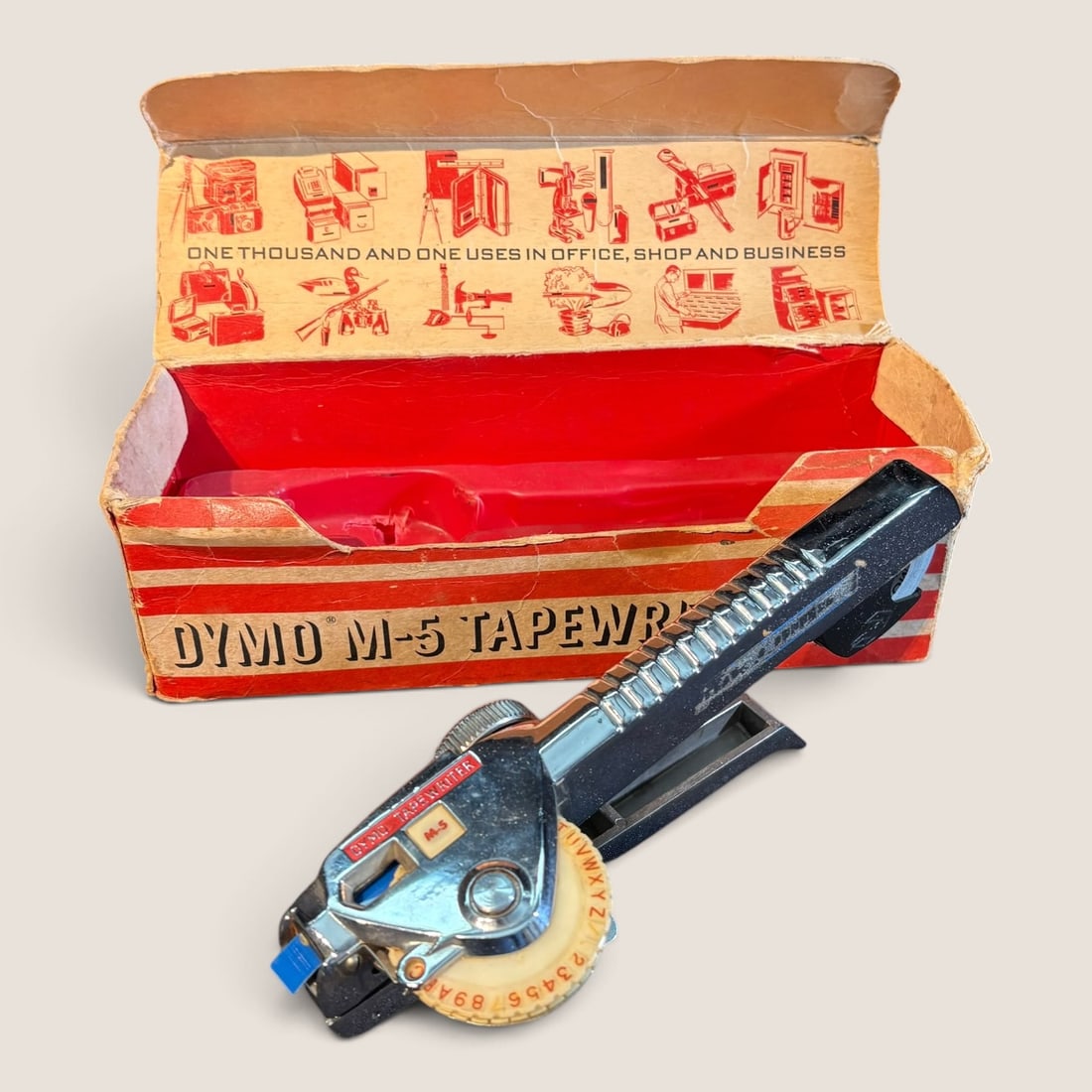 Antique " Dymo M5 Tapewriter " In original Box - 2