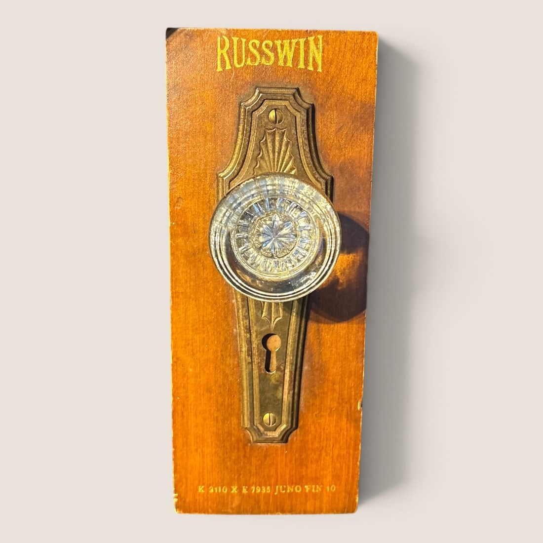 Antique Salesman Sample " Russwin " Door Handle And Back Plate (1 of 2)