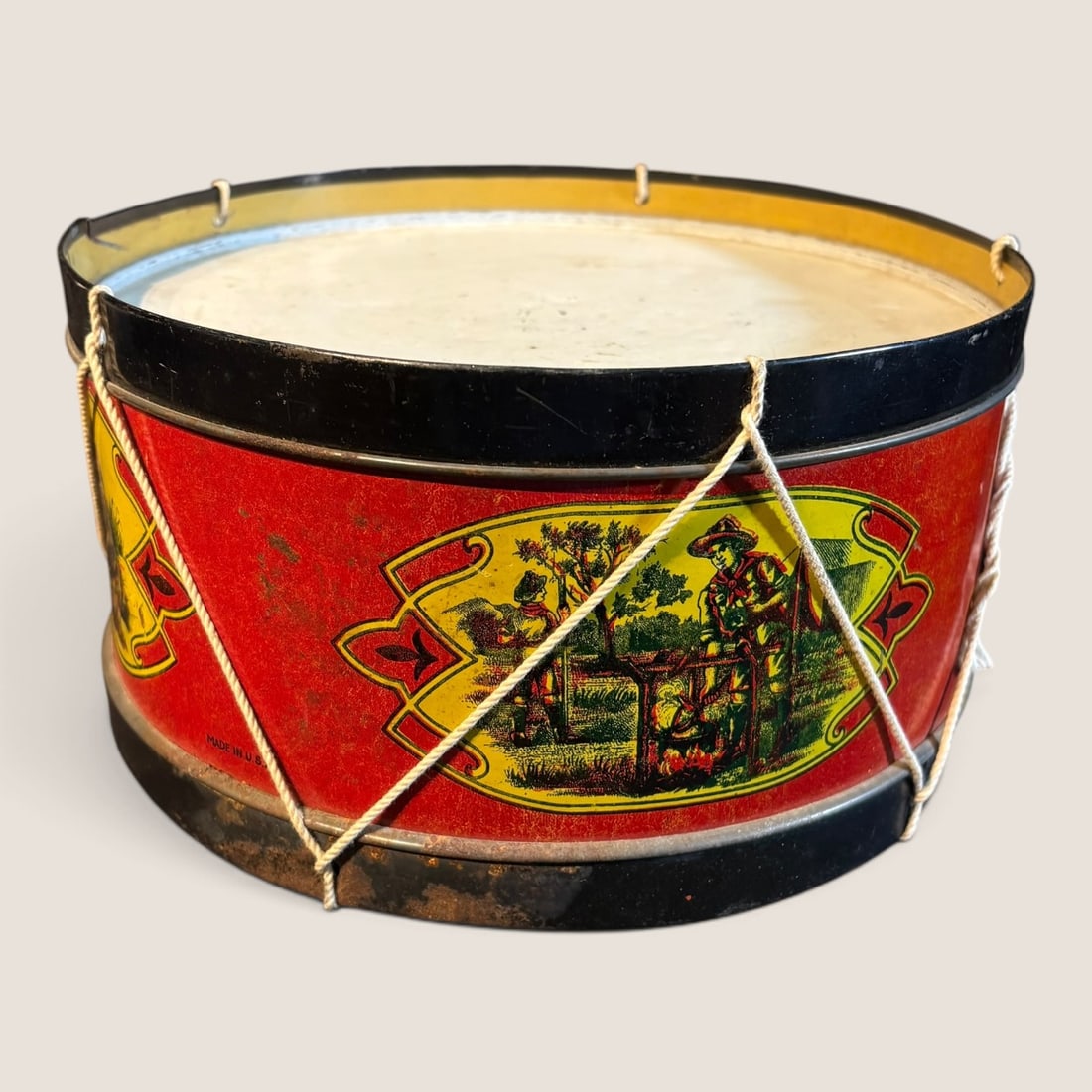 Vintage Tin Toy Drum, Boy Scout Theme (1 of 2)
