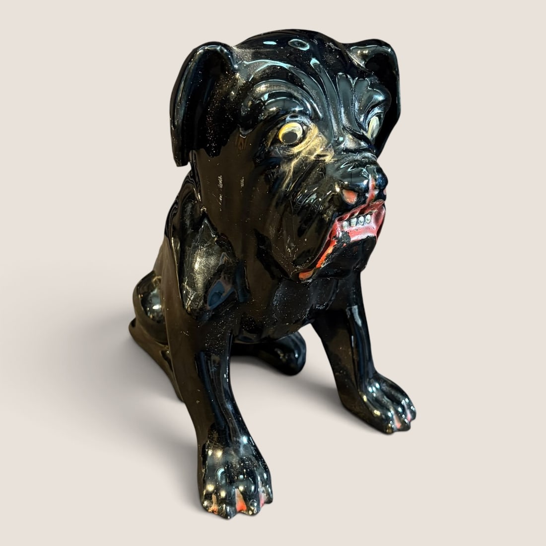 Vintage Ceramic Seated English Bulldog: Vintage ceramic seated English Bulldog, 9 inches tall, excellentWe offer effecient & affordable in-house shipping on all items in this auction. Bid directly at Bid.Ziebarths.com for our lowest buyers